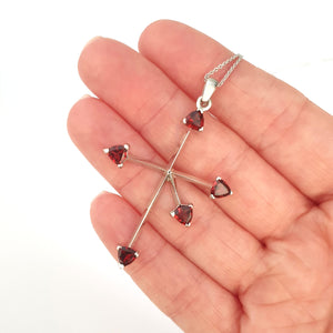 Trilliant Red Garnet and White Gold Southern Cross Pendant