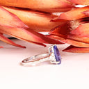 Trilogy Princess Pear Cut Tanzanite and Diamond White Gold Ring