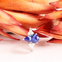 Trilogy Princess Pear Cut Tanzanite and Diamond White Gold Ring