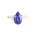 Trilogy Princess Pear Cut Tanzanite and Diamond White Gold Ring