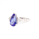Trilogy Princess Pear Cut Tanzanite and Diamond White Gold Ring