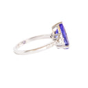 Trilogy Princess Pear Cut Tanzanite and Diamond White Gold Ring