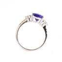 Trilogy Princess Pear Cut Tanzanite and Diamond White Gold Ring