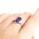Trilogy Princess Pear Cut Tanzanite and Diamond White Gold Ring