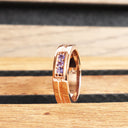 Trinity Tanzanite with Geometric Groove Band Rose Gold Ring