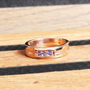 Trinity Tanzanite with Geometric Groove Band Rose Gold Ring