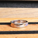 Trinity Tanzanite with Geometric Groove Band White Gold Ring