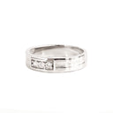 Trinity White Diamond with Geometric Groove Band White Gold Ring