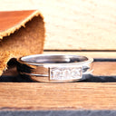 Trinity White Diamond with Geometric Groove Band White Gold Ring