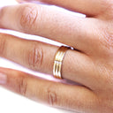 Triple Groove Trilogy Diamond Yellow Gold Band