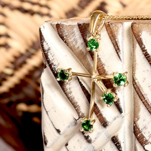 Tsavorite Yellow Gold Southern Cross Pendant