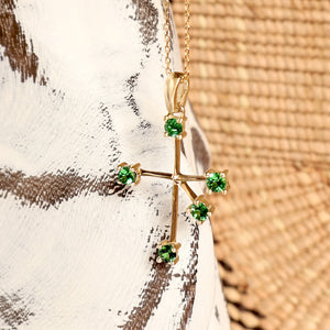 Tsavorite Yellow Gold Southern Cross Pendant