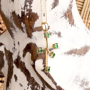 Tsavorite Yellow Gold Southern Cross Pendant