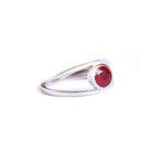 Tube Set Solitaire Ruby Set in a White Gold Split Shank Ring