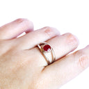 Tube Set Solitaire Ruby Set in a White Gold Split Shank Ring