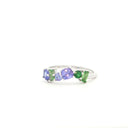 Gorgeous Multi Stone Tanzanite And Tsavorite White Gold Ring