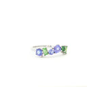 Gorgeous Multi Stone Tanzanite And Tsavorite White Gold Ring