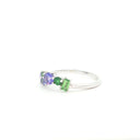 Gorgeous Multi Stone Tanzanite And Tsavorite White Gold Ring