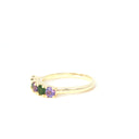 Elegantly Looped Gallery Tanzanite and Tsavorite Yellow Gold Ring