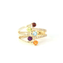 Multiband Mixed Rainbow Gemstones Yellow Gold Ring