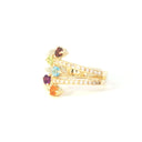 Multiband Mixed Rainbow Gemstones Yellow Gold Ring