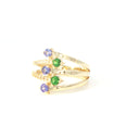 Multiband Tanzanite and Tsavorite Yellow Gold Ring