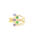Multiband Tanzanite and Tsavorite Yellow Gold Ring