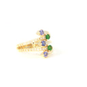 Multiband Tanzanite and Tsavorite Yellow Gold Ring
