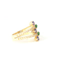 Multiband Tanzanite and Tsavorite Yellow Gold Ring