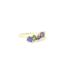 Gorgeous Multi Stone Tanzanite And Tsavorite Yellow Gold Ring