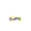 Gorgeous Multi Stone Tanzanite And Tsavorite Yellow Gold Ring