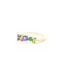 Gorgeous Multi Stone Tanzanite And Tsavorite Yellow Gold Ring