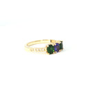 Diamond Shoulder Tsavorite and Tanzanite Yellow Gold Ring