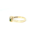 Diamond Shoulder Tsavorite and Tanzanite Yellow Gold Ring
