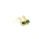 Half Bow Tsavorite and Diamond Yellow Gold Earrings