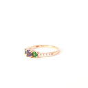 Graceful Diamond Shouldered Tanzanite and Tsavorite Rose Gold Ring