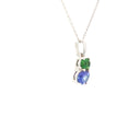 Double Oval Tsavorite and Tanzanite Pendant with Diamond Highlight in White Gold