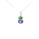 Double Oval Tsavorite and Tanzanite Pendant with Diamond Highlight in White Gold