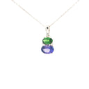 Double Oval Tsavorite and Tanzanite Pendant with Diamond Highlight in White Gold