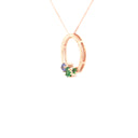 Stunning Multi Tanzanite and Tsavorite Gemstone Cluster Diamond Halo Rose Gold Pendant