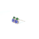 Double Oval Tsavorite and Tanzanite Earrings with Diamond Highlights