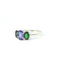 Elegant Trilogy Tanzanite and Tsavorite Diamond Ring White Gold Ring