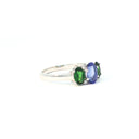 Elegant Trilogy Tanzanite and Tsavorite Diamond Ring White Gold Ring