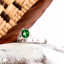 Unique Sculptural Tsavorite and Diamond White Gold Ring