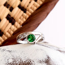 Unique Sculptural Tsavorite and Diamond White Gold Ring