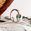 Unique Sculptural Tsavorite and Diamond White Gold Ring