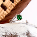 Unique Sculptural Tsavorite and Diamond White Gold Ring