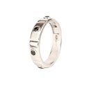 Unisex Bezel Set Black Diamond White Gold Sectioned Ring