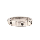 Unisex Bezel Set Black Diamond White Gold Sectioned Ring