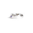 Unisex Solid White Gold Grooved Band With Square Cut Tanzanite Inlay Ring